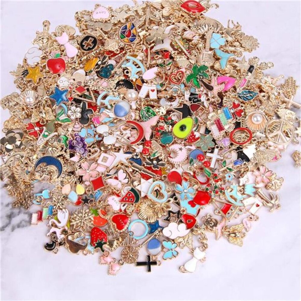 350Pcs Bracelet Charms Jewelry Making Charms Assorted Gold Plated Enamel - Picture 3 of 7